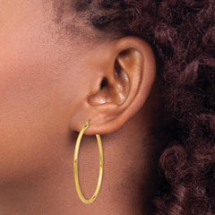 10K Polished 2mm Tube Hoop Earrings