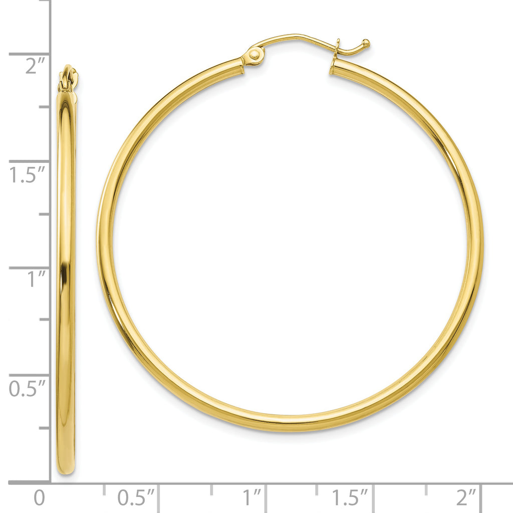 10K Gold Polished Hoop Earrings with Wire Closure  Elegant 42mm Design