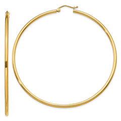 10K Polished 2mm Tube Hoop Earrings