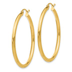 10K Gold Polished 2.5mm Hoop Earrings with Wire Clutch Closure