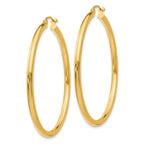 10K Gold Polished Tube Hoop Earrings for Women 2.5mm Bold Design