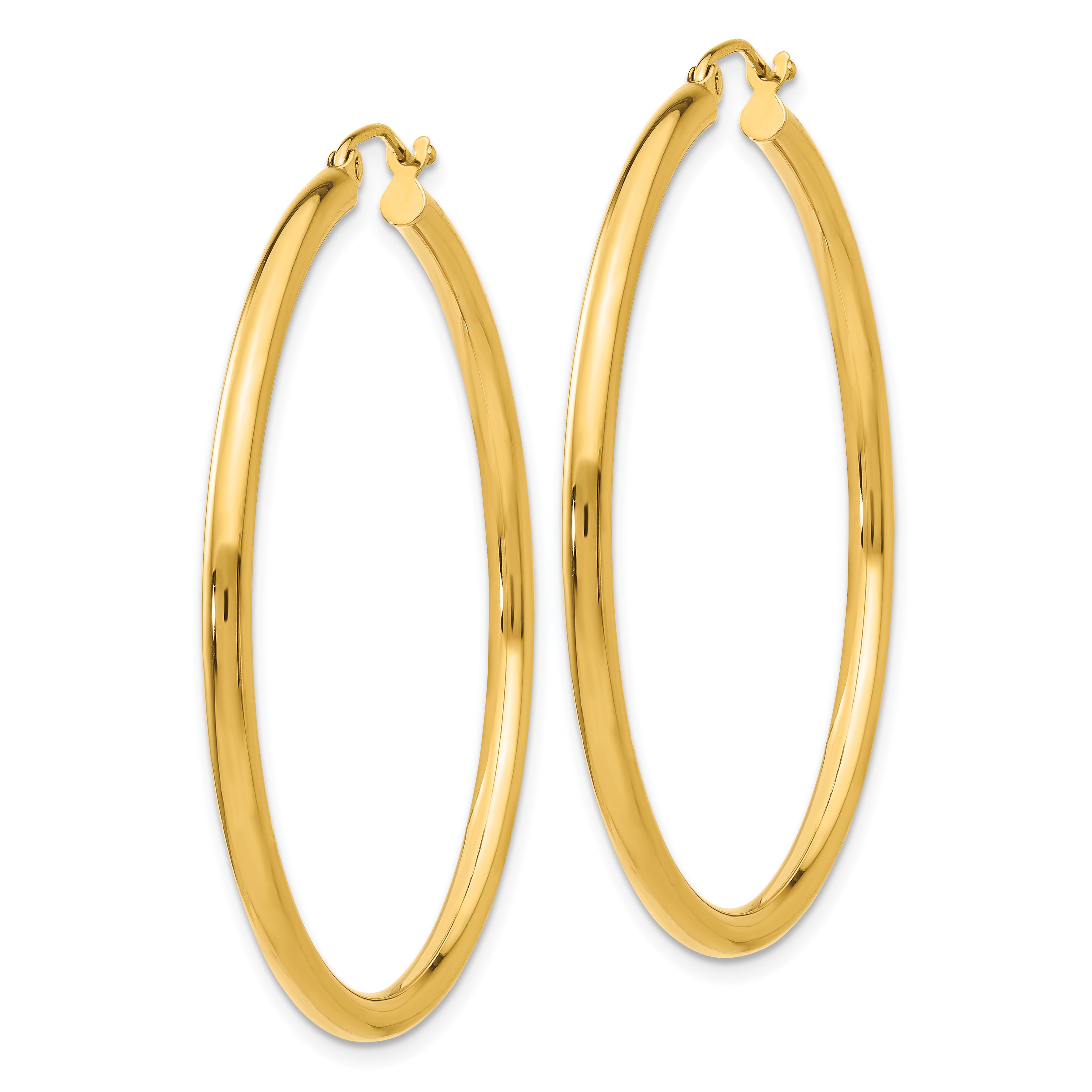10K Gold Polished Tube Hoop Earrings for Women 2.5mm Bold Design