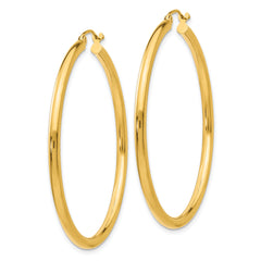 10K Polished 2.5mm Tube Hoop Earrings