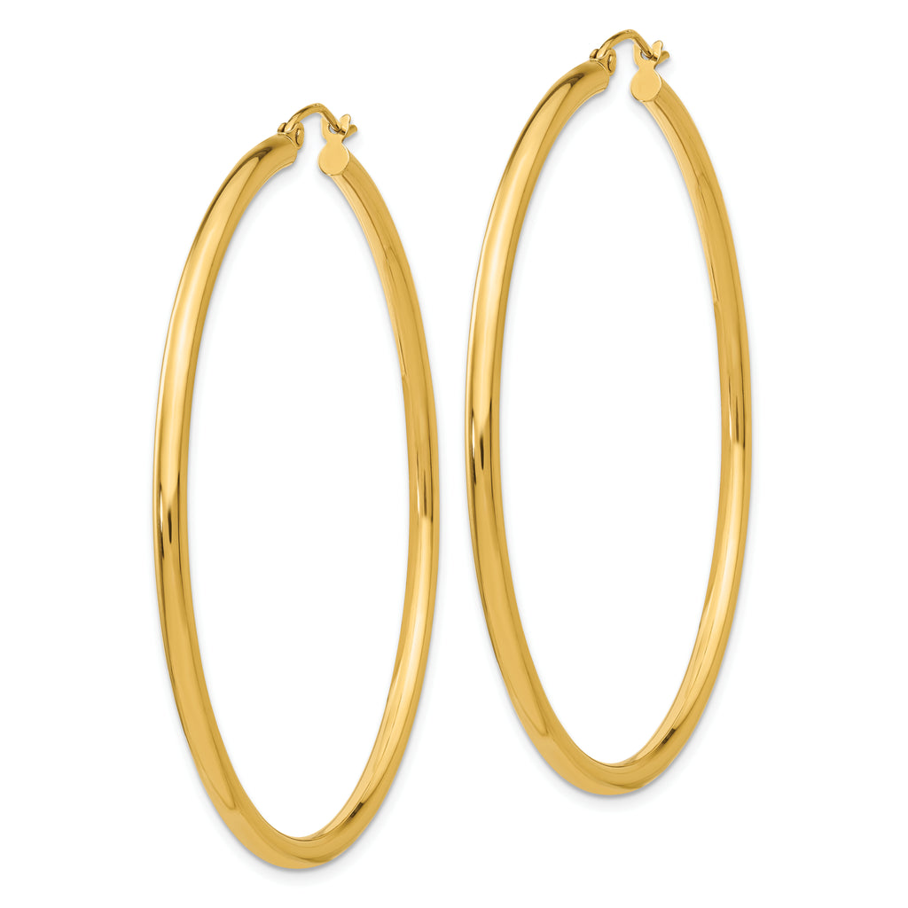 10K Gold Polished Tube Hoop Earrings 2.5mm Elegant WomenÃÂ¢Ã¢âÂ¬Ã¢âÂ¢s Jewelry