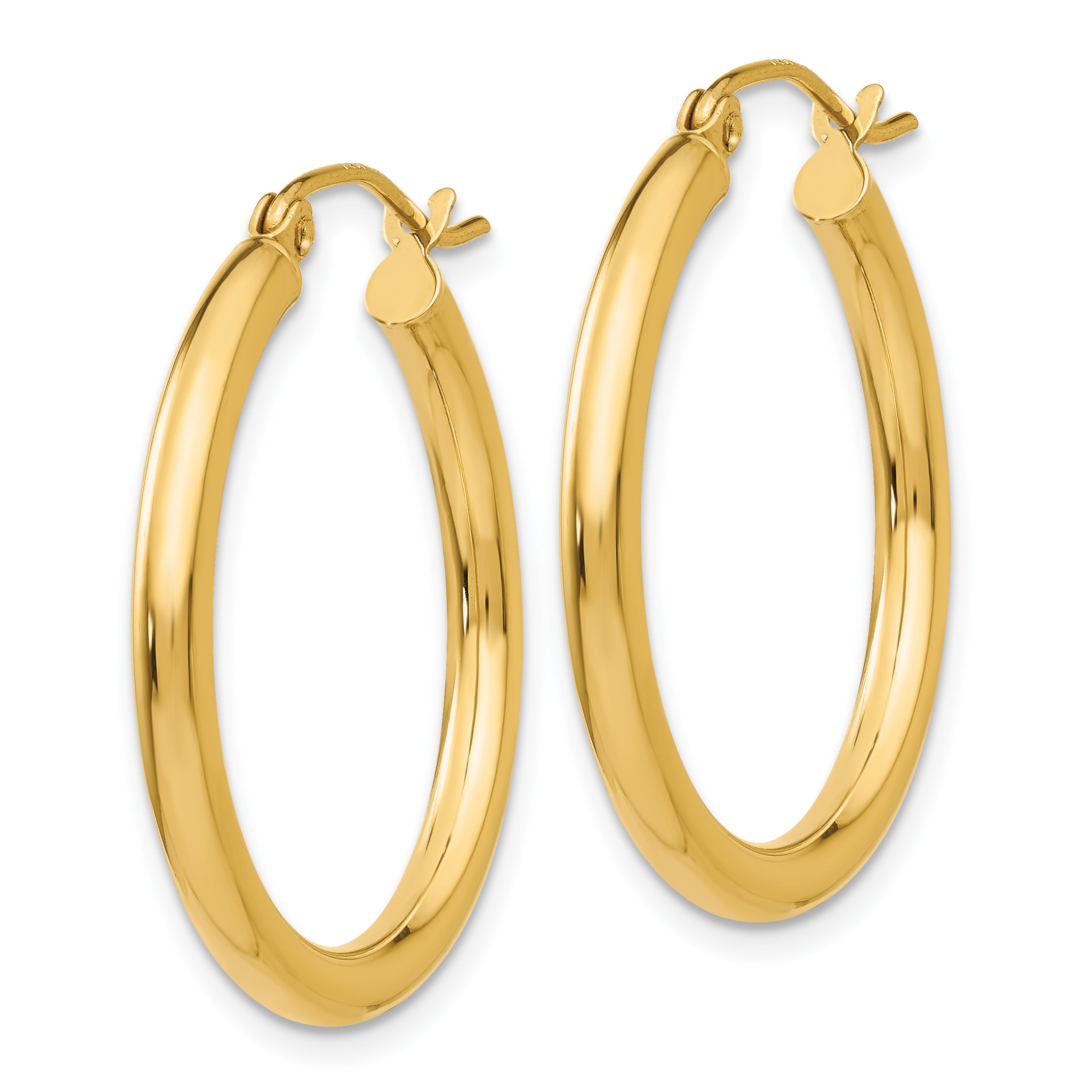 10K Polished 2.5mm Tube Hoop Earrings