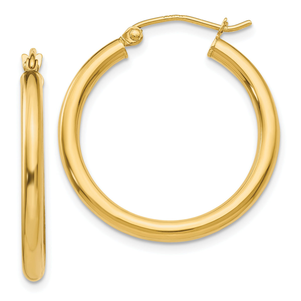 Tube Hoop Earrings in 10K Yellow Gold, 2.5x25mm - Sophia Jewelers Main image