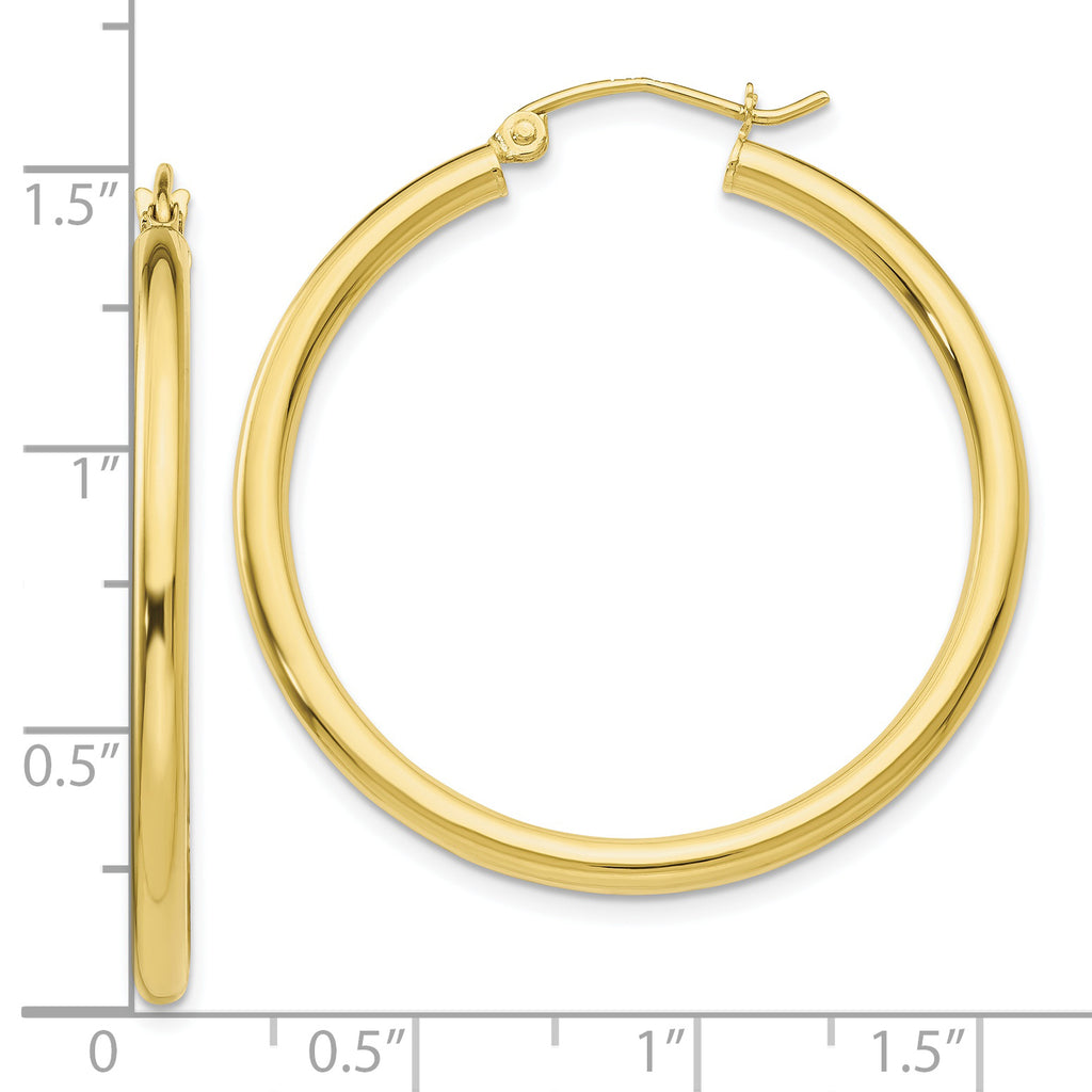 10K Gold Polished Tube Hoop Earrings 2.5mm Elegant WomenÃÂ¢Ã¢âÂ¬Ã¢âÂ¢s Jewelry
