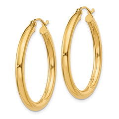 10K Gold Polished 3mm Hoop Earrings with Wire Clasp