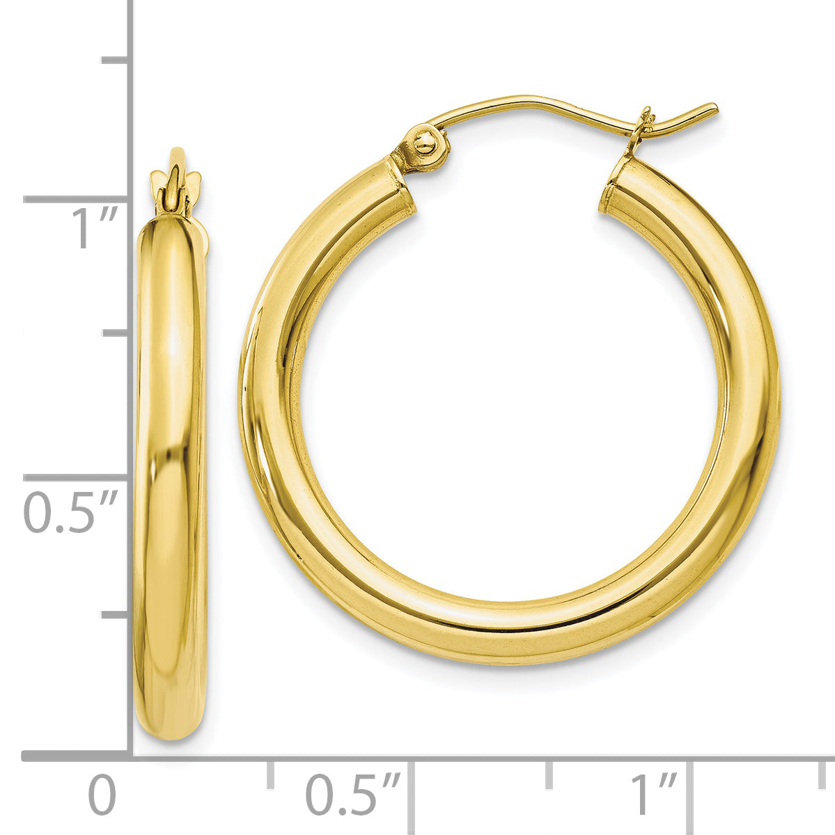 10K Yellow Gold 3mm Polished Hoop Earrings for Women Elegant & Timeless