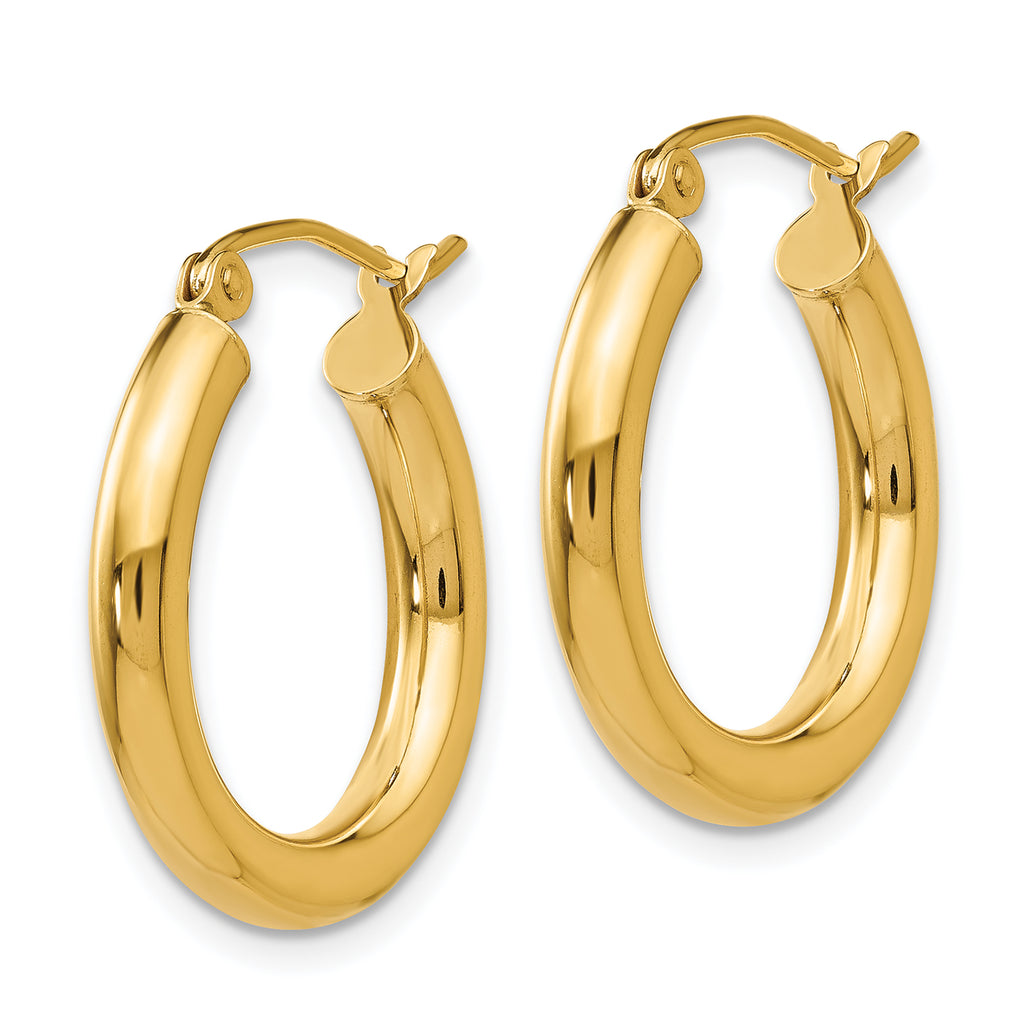 10K Gold Polished 3mm Hoop Earrings with Wire Closure Sophisticated Design