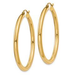 10K Polished 3mm Tube Hoop Earrings