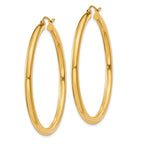 10K Yellow Gold Polished Hoop Earrings 3mm Tube Elegant Design for Women