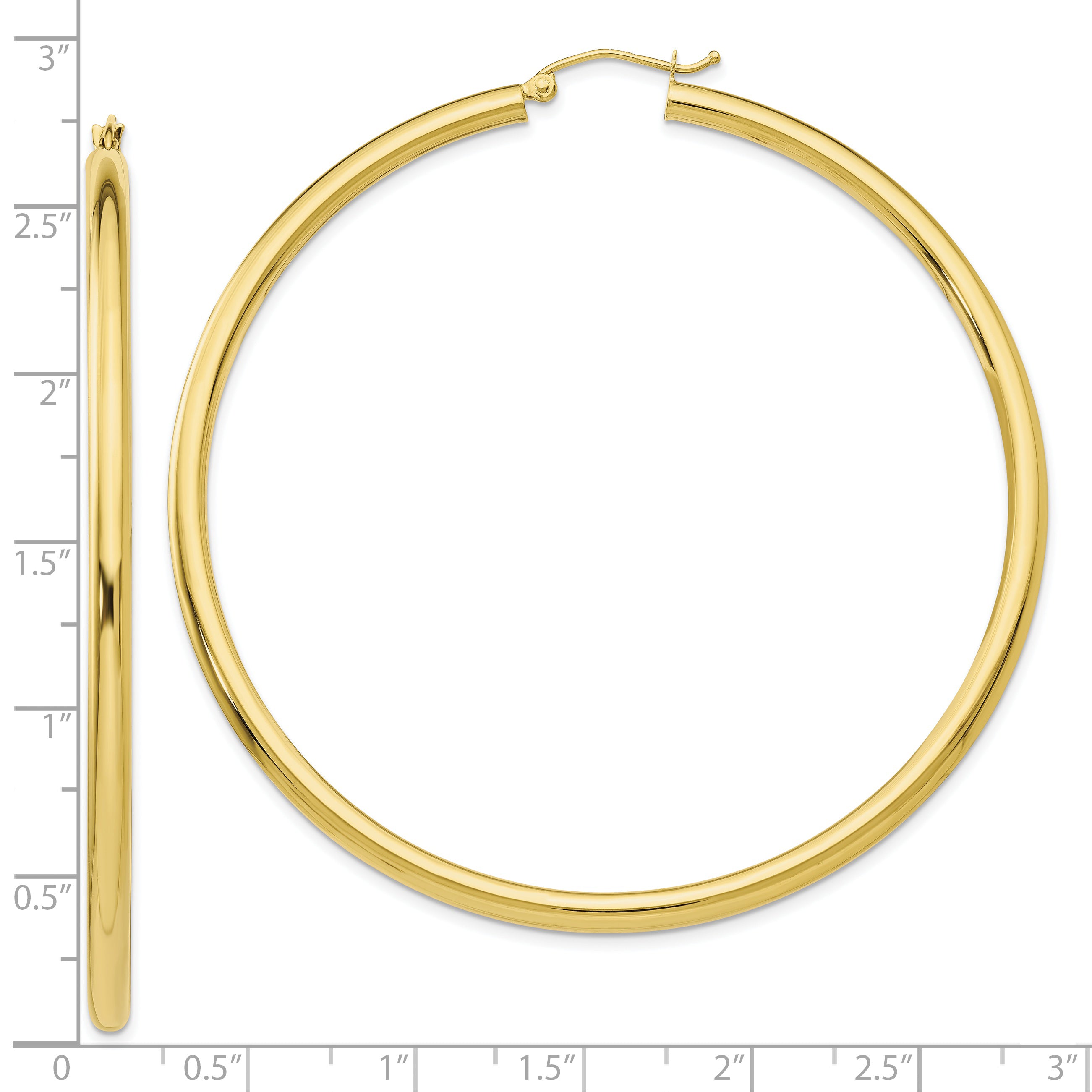 10K Gold Polished 3mm Hoop Earrings for Women Elegant and Timeless