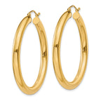10K Gold Polished 4mm Tube Hoop Earrings for Women Elegant Style