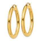 10K Gold Polished Tube Hoop Earrings 4mm Elegant Design