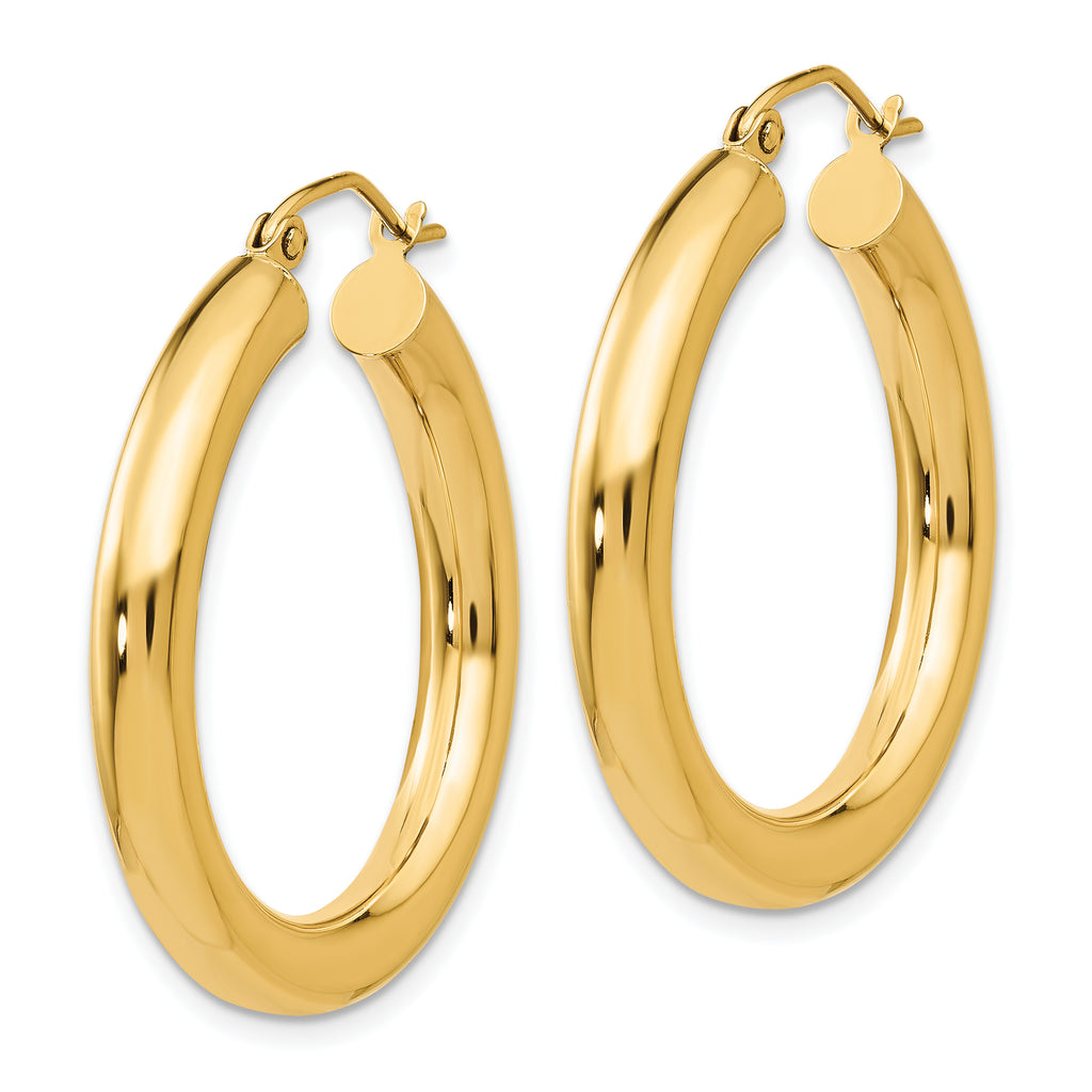 10K Gold Polished Tube Hoop Earrings 4mm Elegant WomenÃÂ¢Ã¢âÂ¬Ã¢âÂ¢s Jewelry