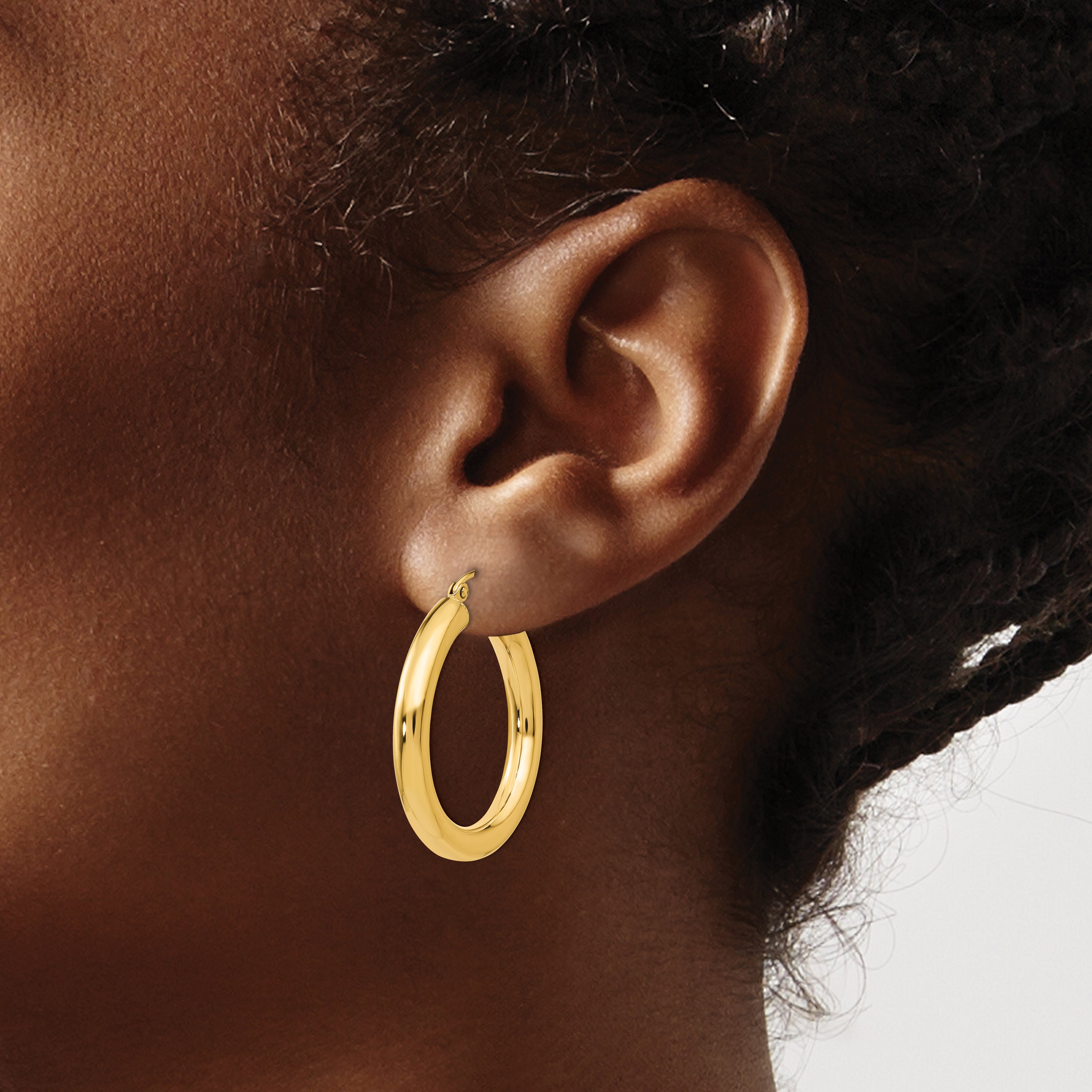 10K Gold Polished Tube Hoop Earrings 4mm Elegant WomenÃÂ¢Ã¢âÂ¬Ã¢âÂ¢s Jewelry