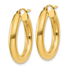 10K Polished 4mm Tube Hoop Earrings