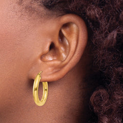 10K Gold Polished Hoop Earrings 4mm Tube Elegant Design for Women by Sophia