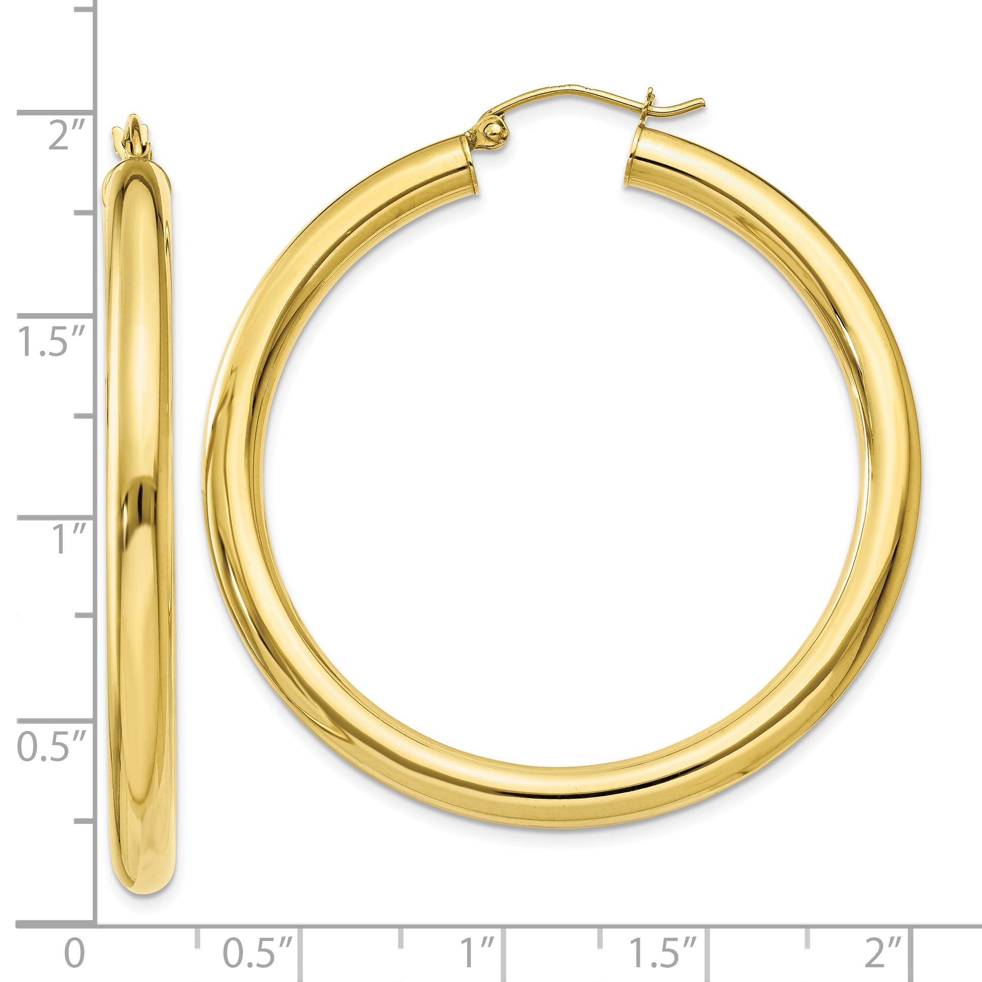10K Gold Polished 4mm Tube Hoop Earrings for Women Elegant Design