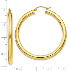 10K Gold Polished 4mm Tube Hoop Earrings for Women Elegant Design