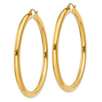 10K Gold Polished Hoop Earrings 4mm Classic Elegant Design for Women