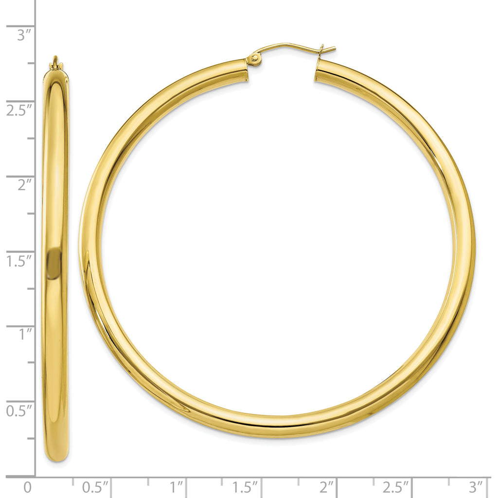 10K Gold Polished 4mm Hoop Earrings with Wire Clasp for Women