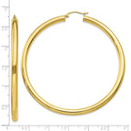 10K Gold Polished 4mm Hoop Earrings with Wire Clasp for Women