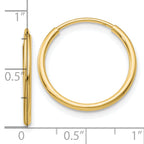 10K Gold Polished Endless Hoop Earrings for Women 20mm Elegant Design