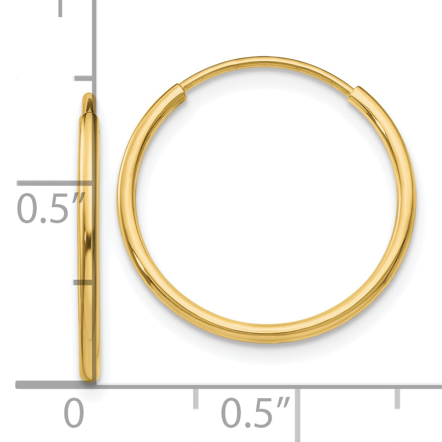 10K Gold Polished Endless Hoop Earrings with Hidden Wire Closure