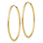 10K Gold Polished Endless Hoop Earrings with Hidden Wire Closure 30mm