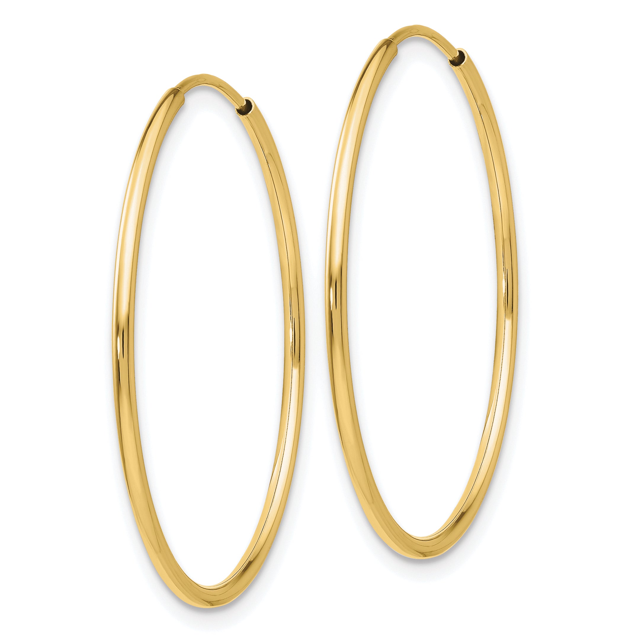 10K Gold Polished Endless Hoop Earrings with Hidden Wire Closure 30mm