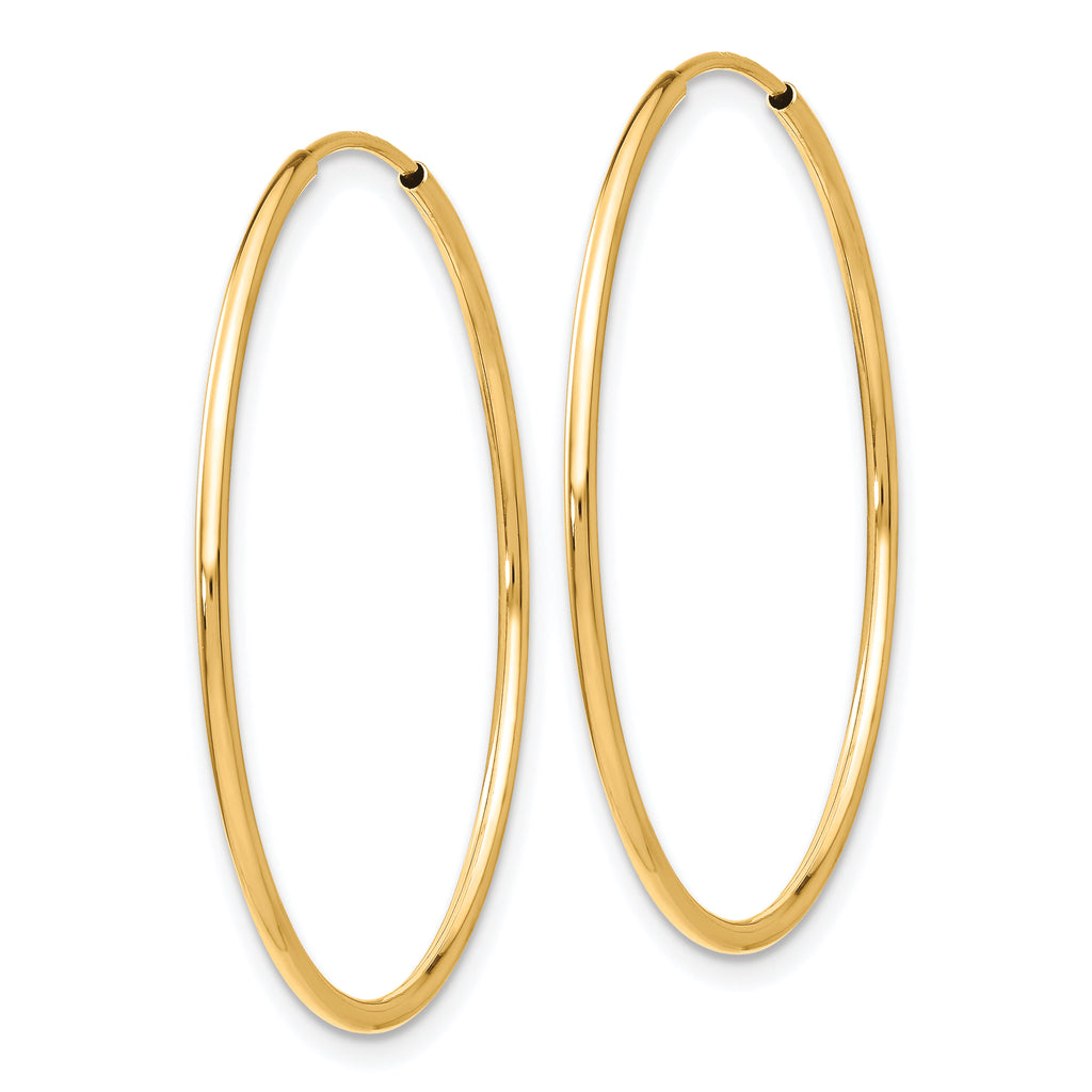10K Gold Polished Endless Hoop Earrings for Women  34.5mm Hollow Design