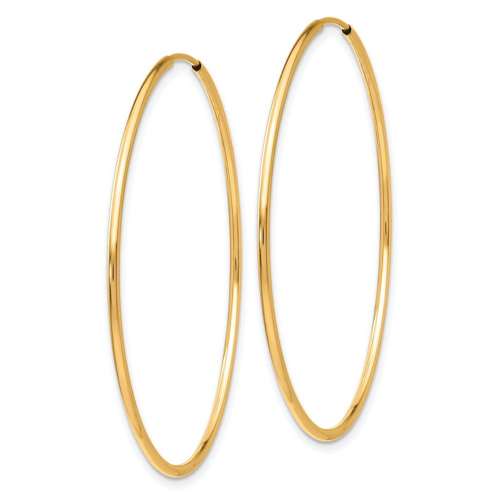 10K Gold Polished Endless Hoop Earrings for Women 40mm Hollow Design