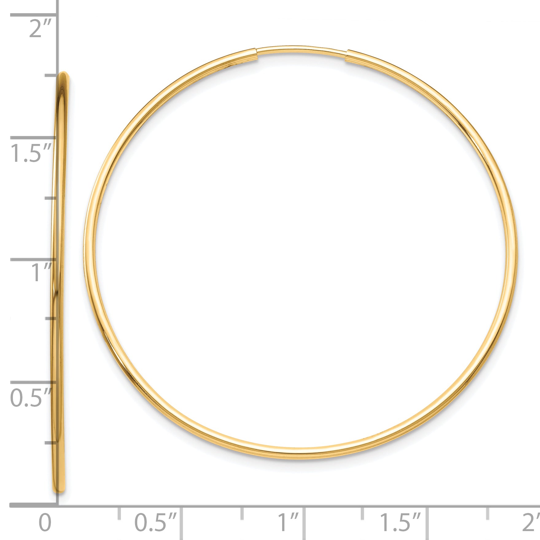 10K Gold Polished Endless Hoop Earrings for Women 40mm Hollow Design