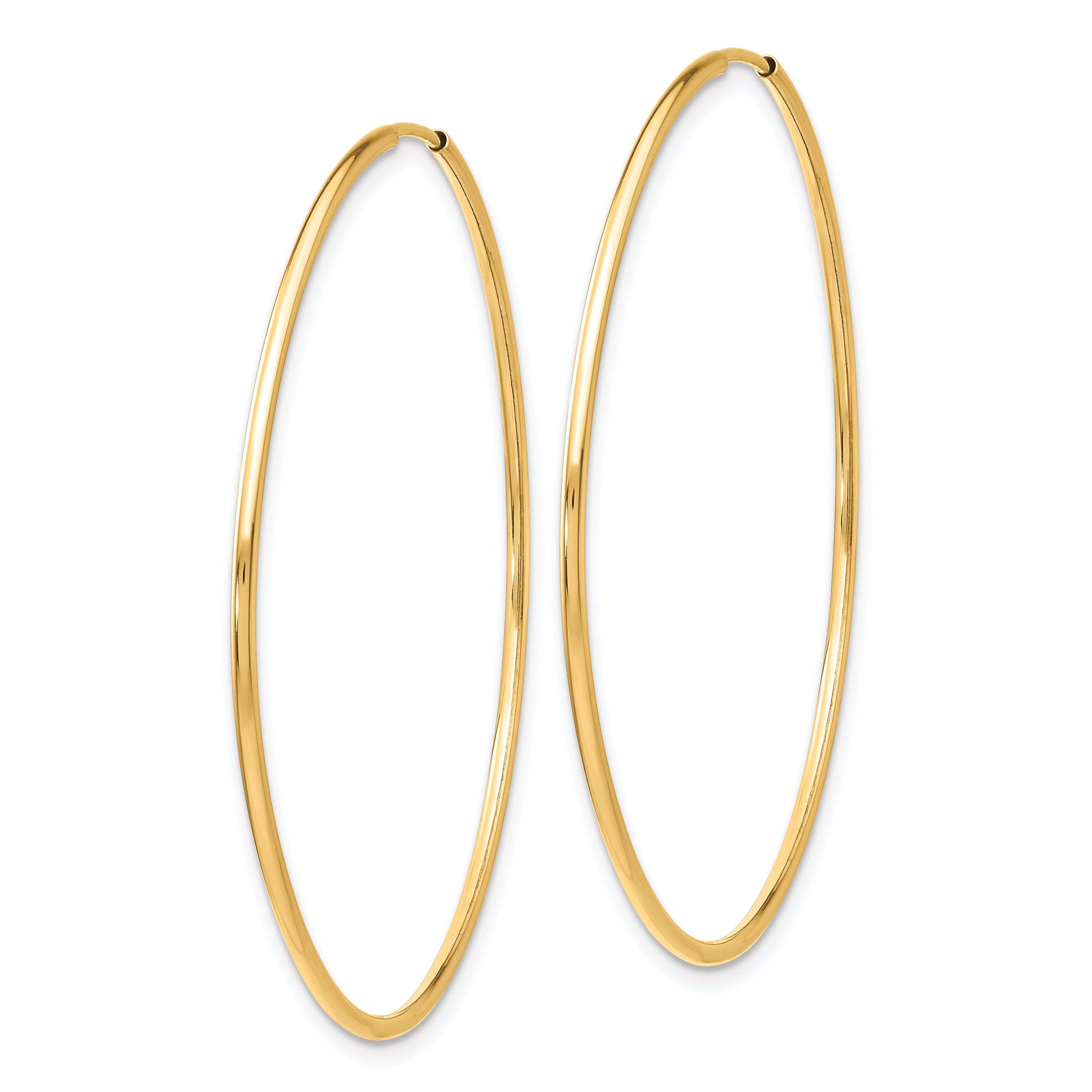 10K Gold Polished Endless Hoop Earrings  Lightweight, Hollow Design, 46mm