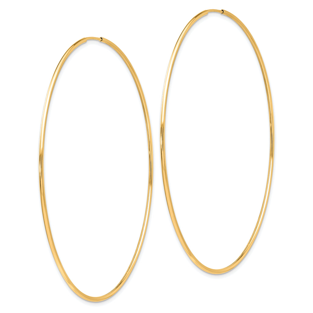 10K Gold Polished Endless Hoop Earrings for Women  Large, Lightweight Design