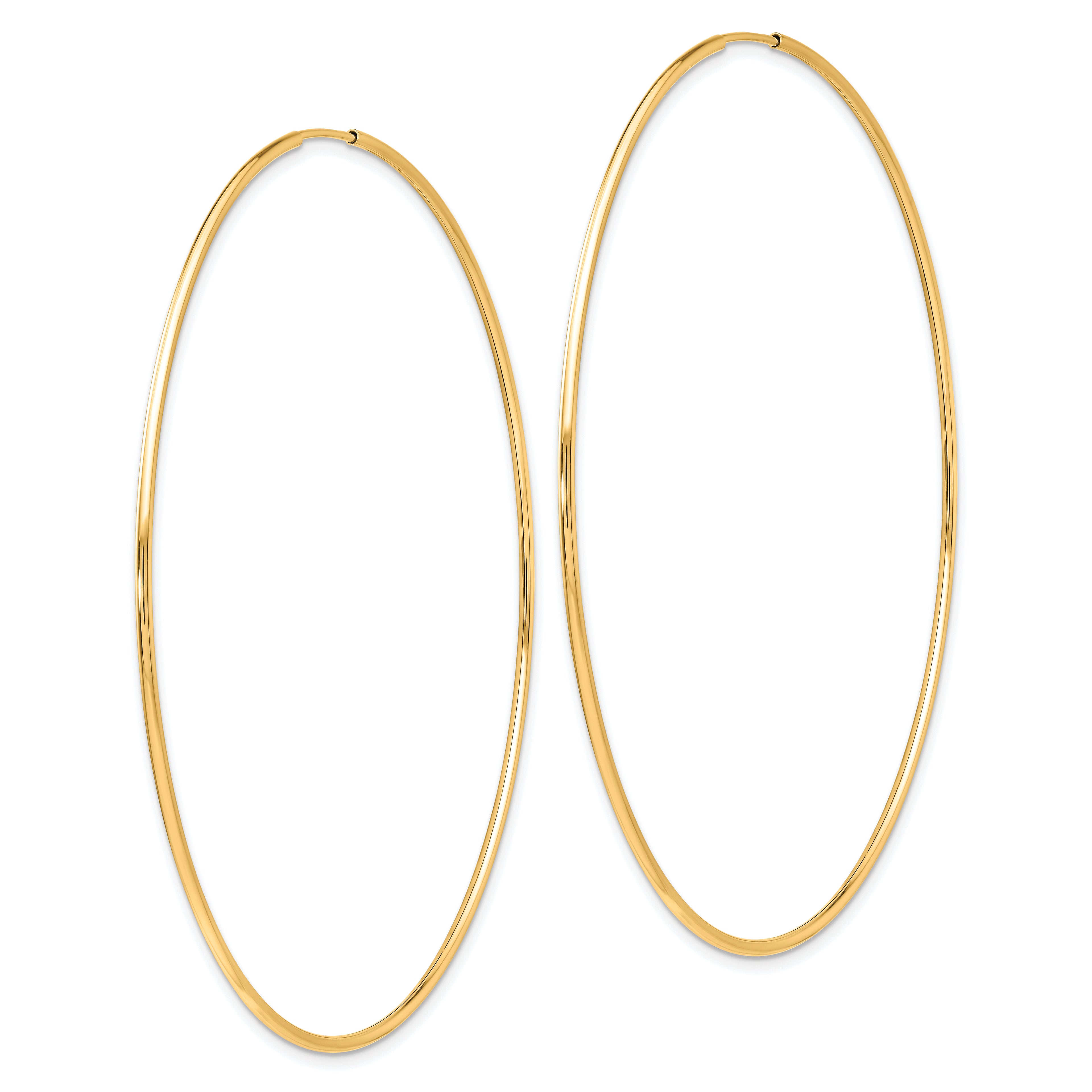 10K Gold Polished Endless Hoop Earrings for Women  Large, Lightweight Design