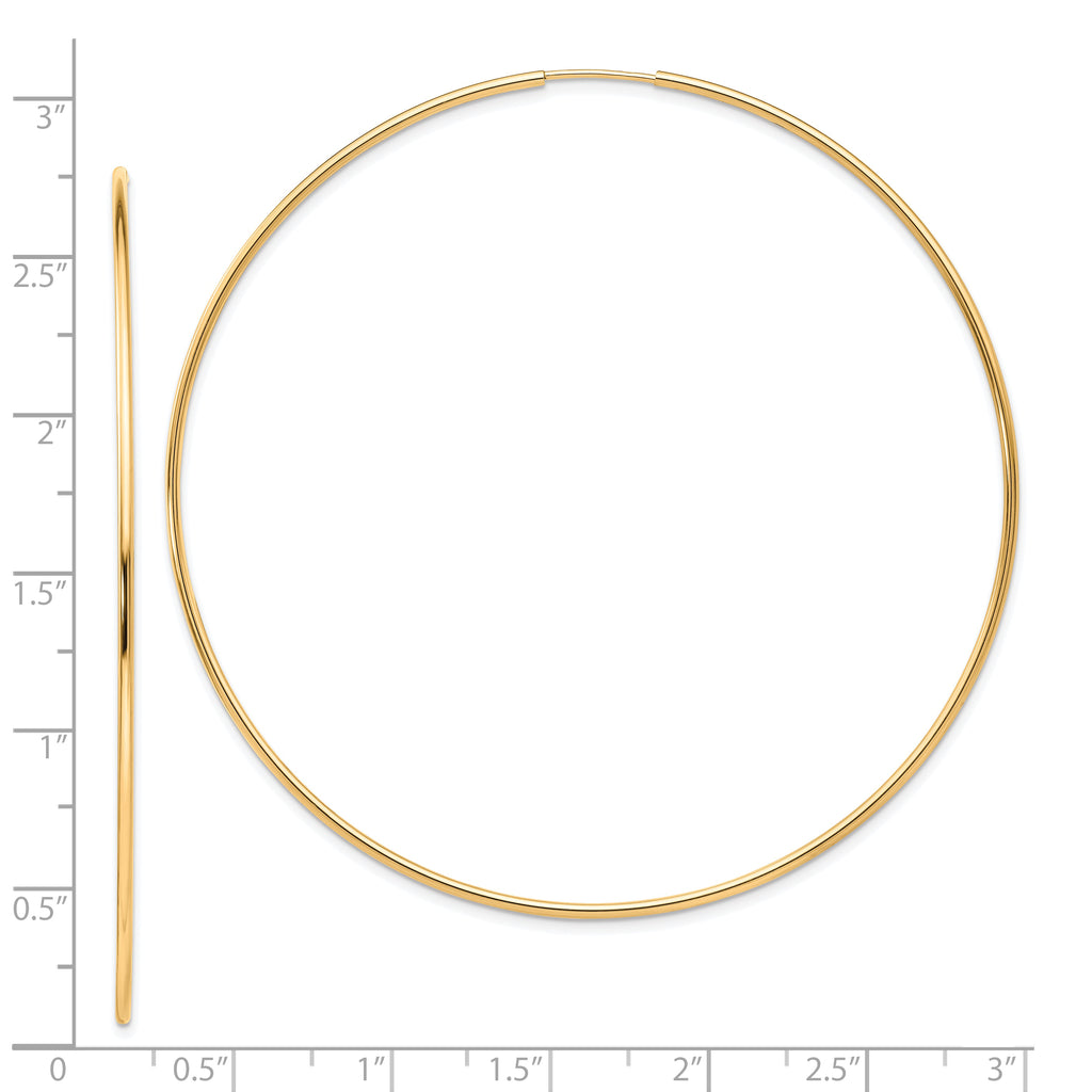 10K Gold Polished Endless Hoop Earrings for Women  Large, Lightweight Design