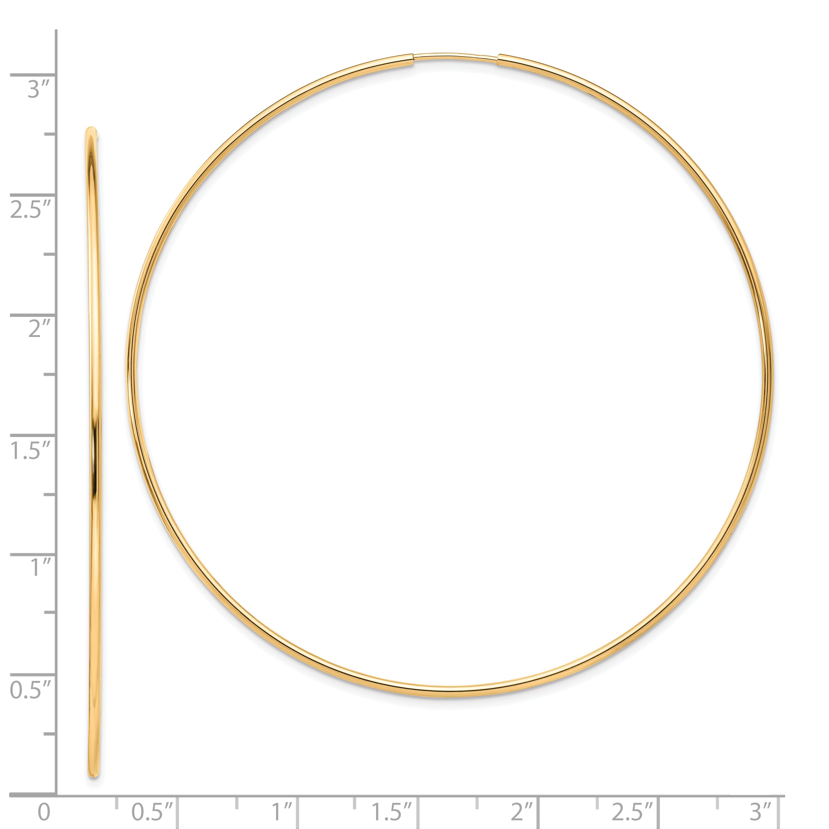 10K Gold Polished Endless Hoop Earrings for Women  Large, Lightweight Design