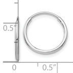 10K White Gold Endless Hoop Earrings with Rhodium Polish Sleek & Lightweight