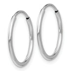 10K White Gold Endless Hoop Earrings with Polished Rhodium Finish 16mm