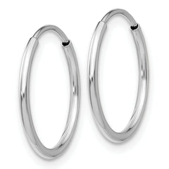 10K White Gold Endless Hoop Earrings with Polished Rhodium Finish 16mm