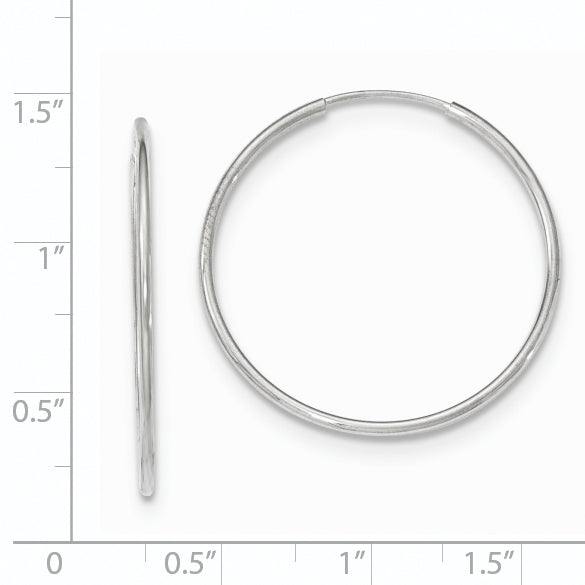 10K White Gold Endless Hoop Earrings with Polished Rhodium Finish