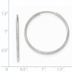 10K White Gold Endless Hoop Earrings with Polished Rhodium Finish