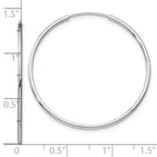 10K White Gold Endless Hoop Earrings with Polished Rhodium Finish  34.5mm