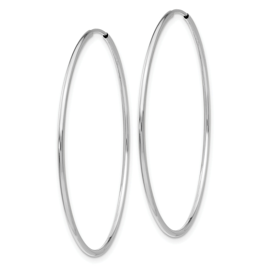 10K White Gold Endless Hoop Earrings with Polished Rhodium Finish