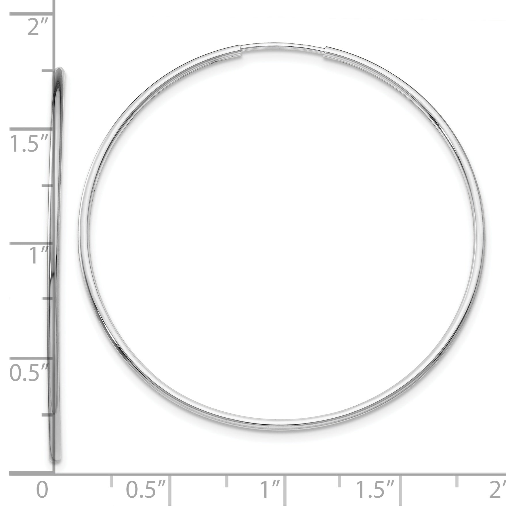 10K White Gold Endless Hoop Earrings with Polished Rhodium Finish