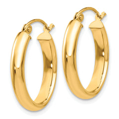 10K Gold Polished Oval Hoop Earrings 3.5mm Elegant Women's Jewelry