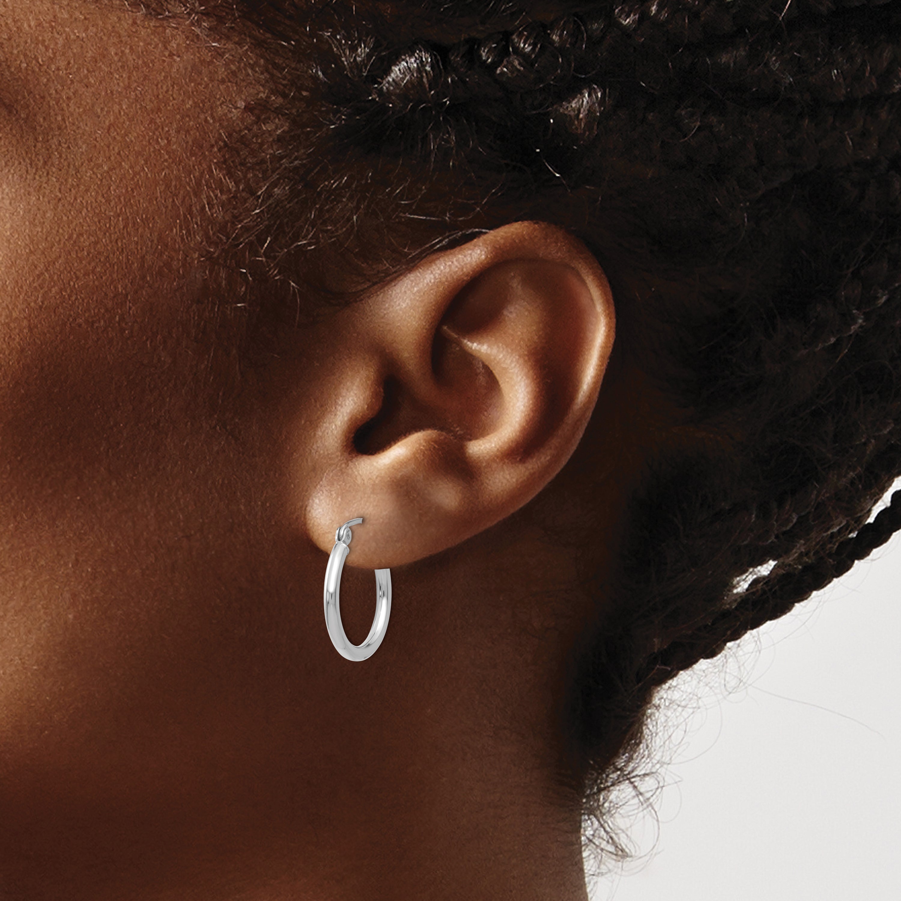 10K Gold Polished Oval Hoop Earrings 3.5mm Elegant Women's Jewelry